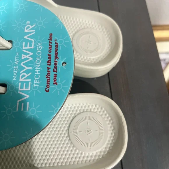 Totes Ivory Slide Sandals with Everywear Technology - Picture 7 of 8